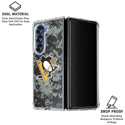 NHL Pittsburgh Penguins Camo Galaxy Z Fold6 Clear Case